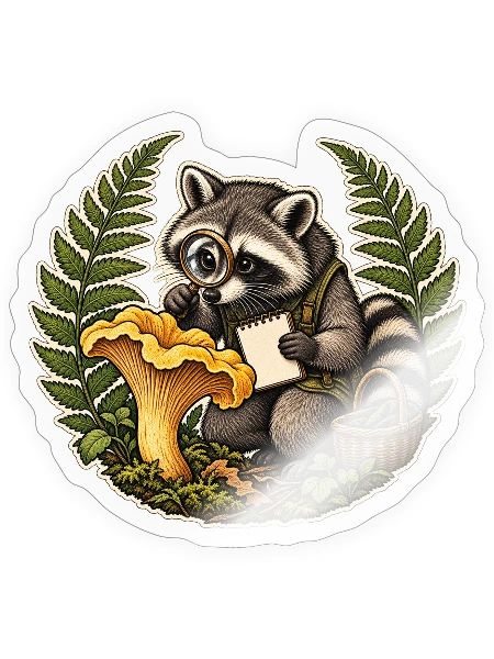 Raccoon Naturalist Magnifier - Sticker - transparent glossy - Front
