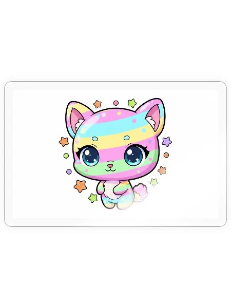 Pastel Rainbow Kitten - Sticker - transparent glossy - Front