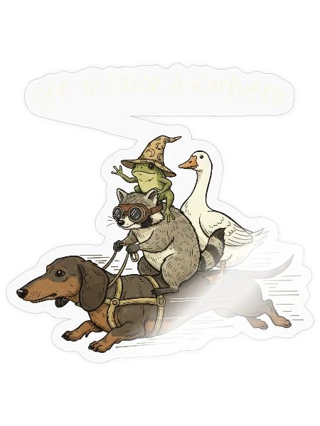 off to cause a kerfuffle shirt - funny dachshund - Sticker - transparent glossy - Front