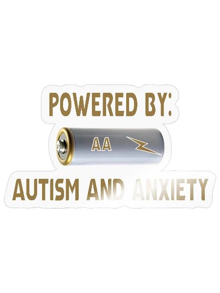 Powered By AA--Autism and Anxiety - Sticker - transparent glossy - Front