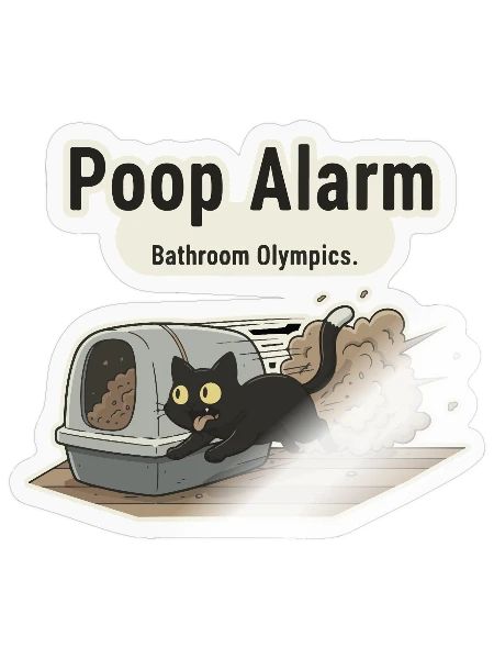 Poop Alarm Bathroom Humor Design - Sticker - transparent glossy - Front
