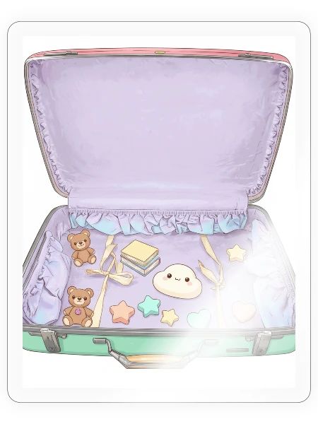 Pastel Kawaii Suitcase Scene - Sticker - transparent glossy - Front
