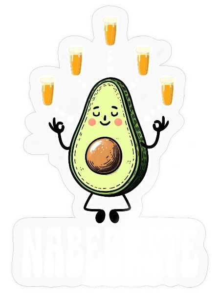 Funny Avocado Namaste Design - Juggling Beers - Sticker - transparent glossy - Front