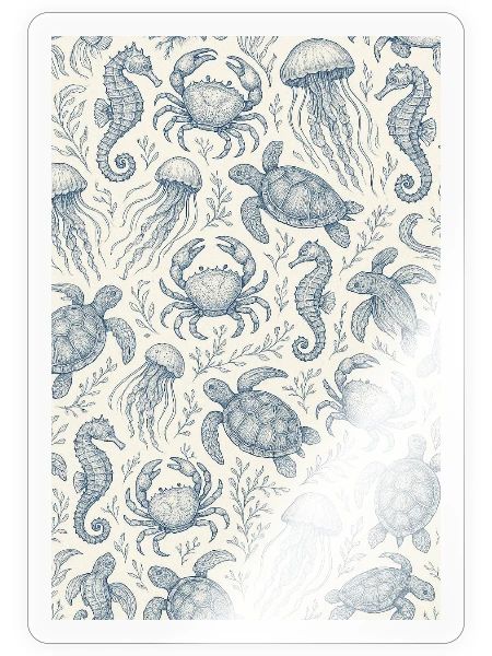 Blue Pencil Ocean Life Pattern - Sticker - transparent glossy - Front