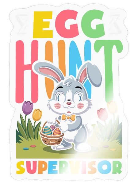 Cute Happy Easter Bunny Egg Hunt Squad - Sticker - transparent glossy - Front
