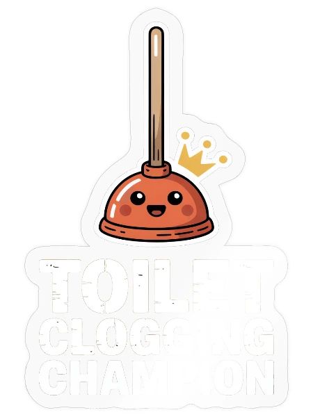 Toilet Clogging Champion Funny Bathroom - Sticker - transparent glossy - Front