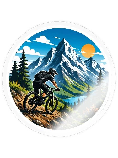 Mountain bike in the Alps - Sticker - transparent glossy - Front