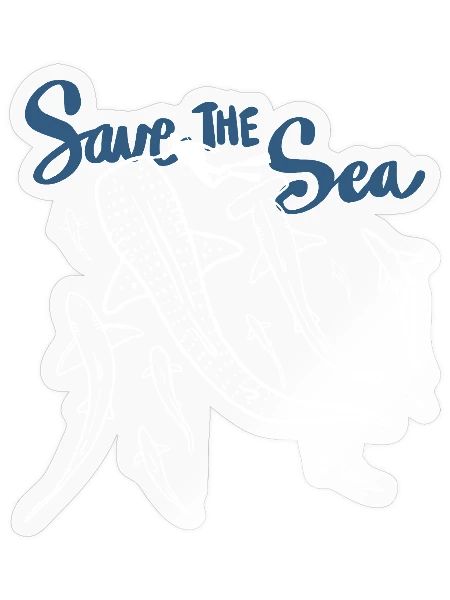 Save The Sea : Ocean Life Line Art - Sticker - transparent glossy - Front