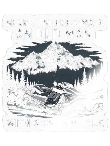 Old Man Snowmobile Adventure - Sticker - transparent glossy - Front