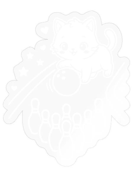 Cute Kawaii Cat Bowling - Sticker - transparent glossy - Front