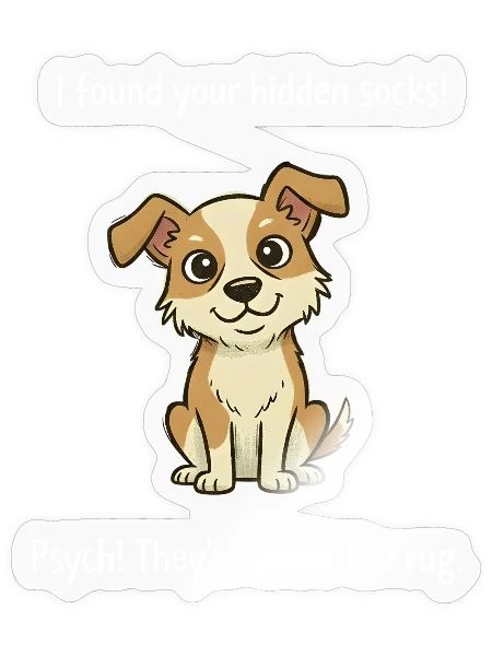 Sock-Stealing Pup Cartoon - Sticker - transparent glossy - Front