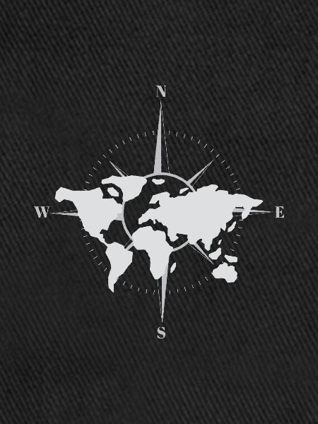 World map and compass