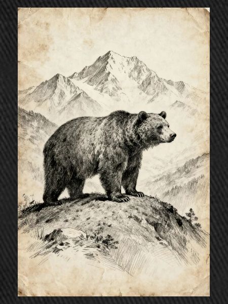 Bear on Alpine Ridge Sketch