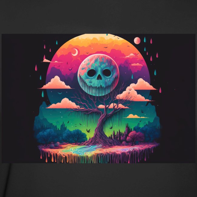 A Full Skull Moon Smiles Down On You - Psychedelic