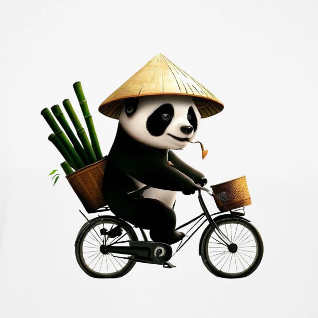 panda on a bike