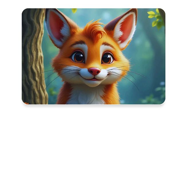 Magical fantasy fox in enchanted forest scene