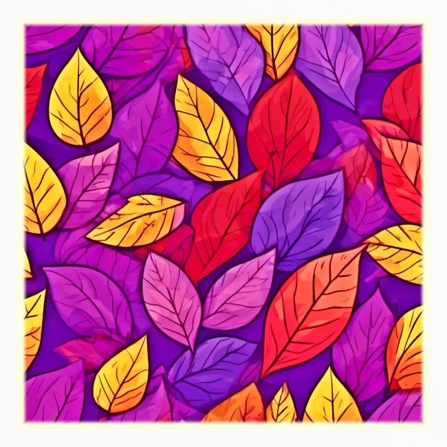 Colorful Cartoon Foliage: Purple & Yellow