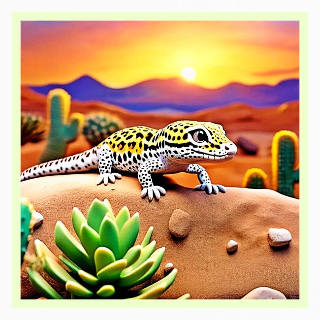 Spotted Gecko Desert Sunset