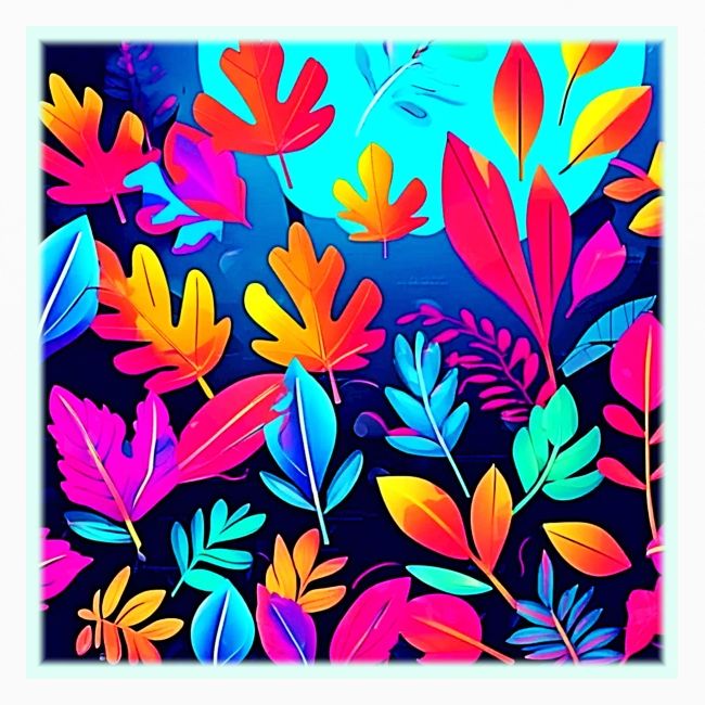 Neon Leaf Paradise Art
