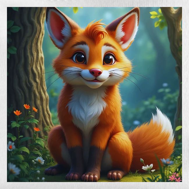 Magical fantasy fox in enchanted forest scene