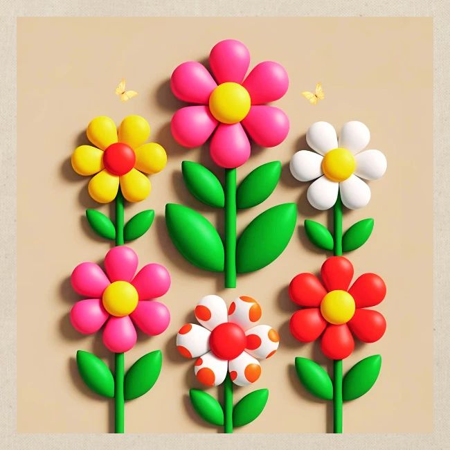 3D Flowers and Butterflies in Amber, Floral Design