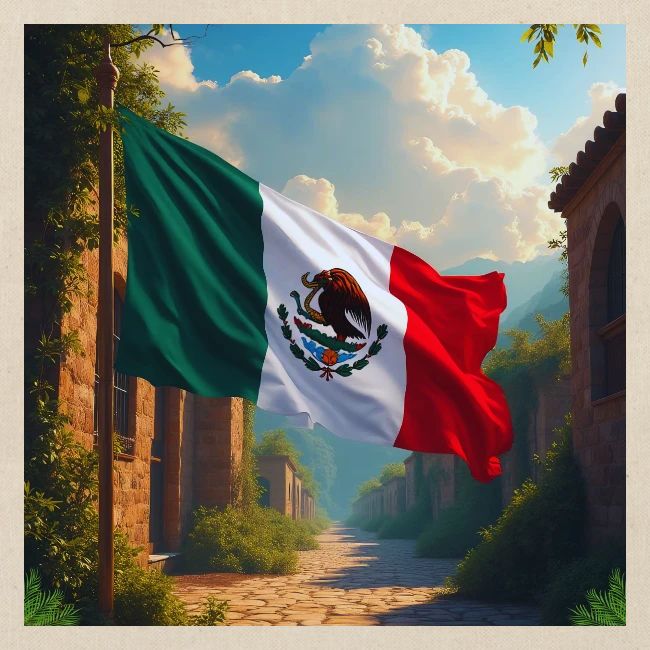 Mexican flag in Magical Town and Nature