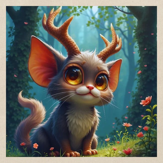 Magical Forest Creature with Deer Horns