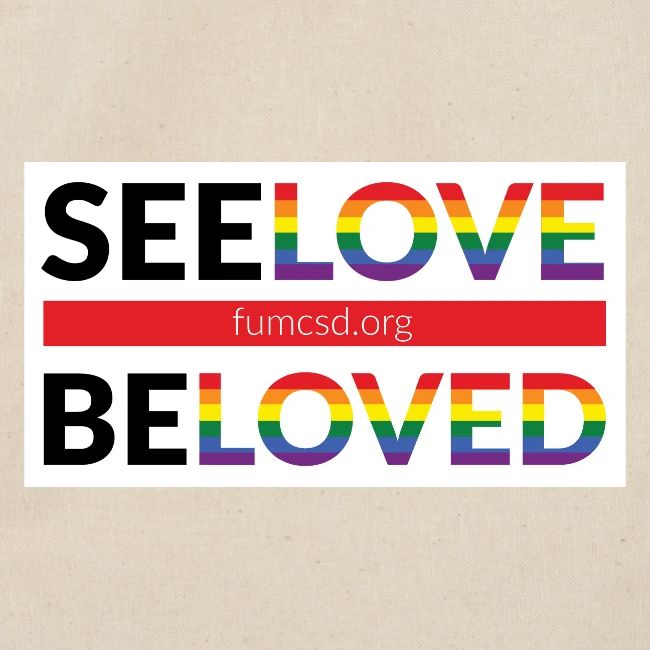 FUMCSD See Love, Be Loved: white design background
