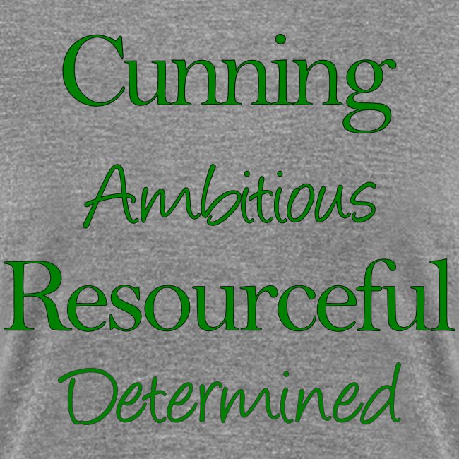 cunning ambitious resourceful determined green fon