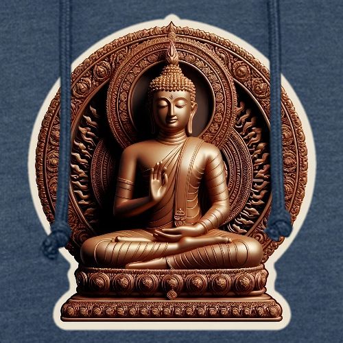 Buddha Statue in meditation and Hand Mudra - Unisex Organic Hoodie