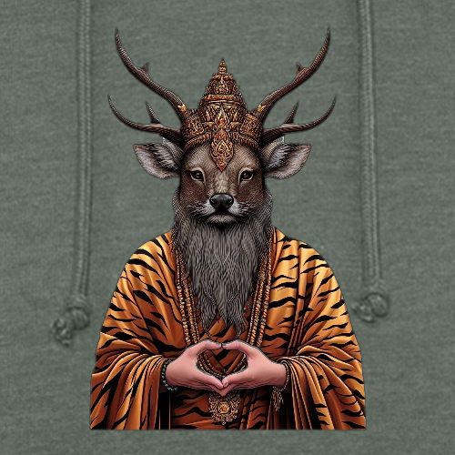 Ruesi Naa Nuea Deer Faced Thai Hermit God - Unisex Organic Hoodie