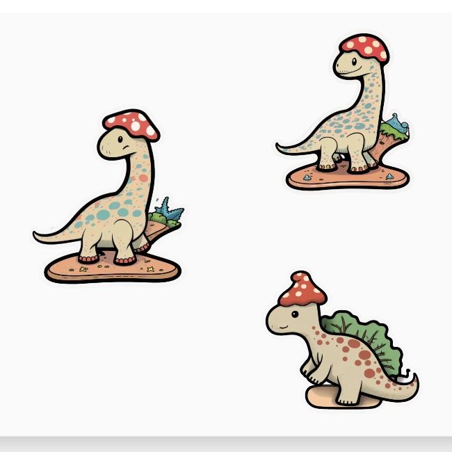 Mushroom Hat Brontosaurus Dinosaur