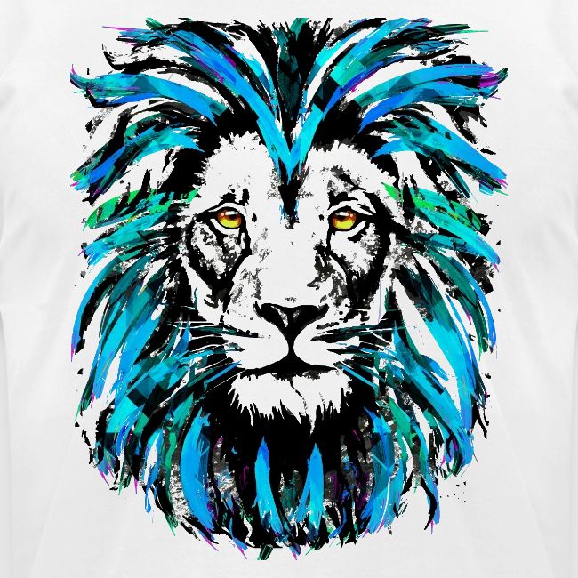 Blue Lion Head Portrait Illustration - Zodiac Leo