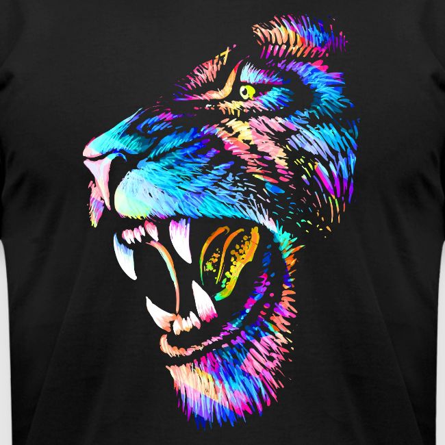 Colorful Lion Head Portrait Drawing - Roaring Lion
