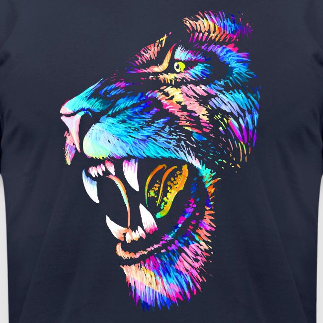 Colorful Lion Head Portrait Drawing - Roaring Lion