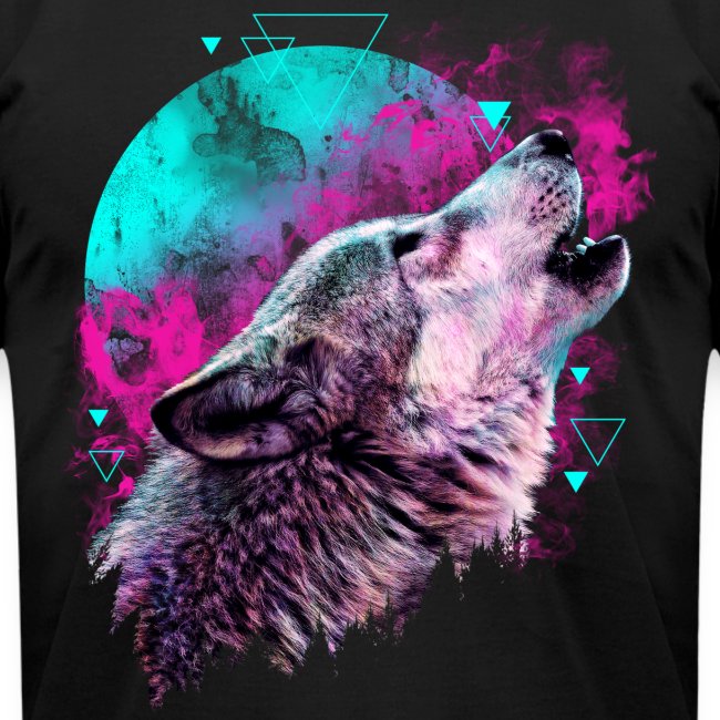 Colorful Wolf Howling T-shirt