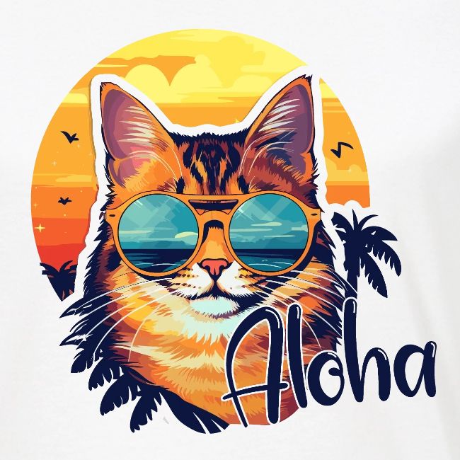 Funny Cat in Hawaiian Aloha Sunglasses