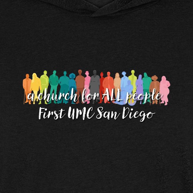 a church for all people - with colorful graphic