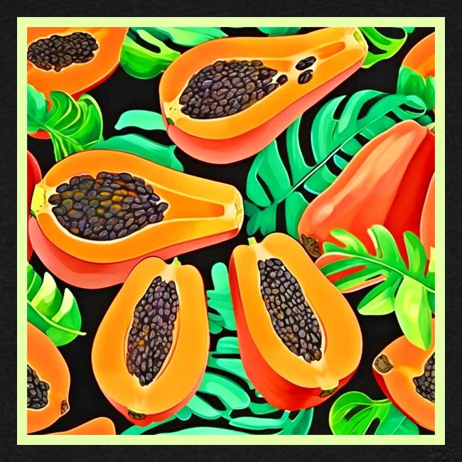 Papaya and Leaves Fresh Pattern