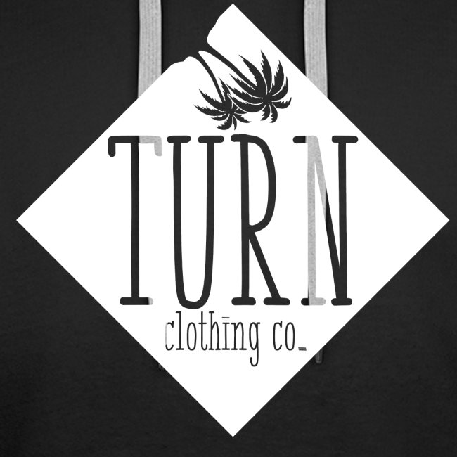 Turn Clothing Co tshirt sticker design white on cl