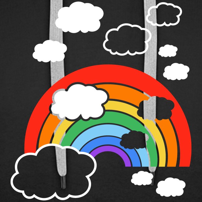 rainbow with white clouds