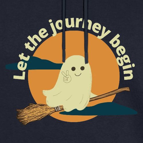 Let the Halloween Journey Begin | Ghost on Broom - Men's Premium Hoodie