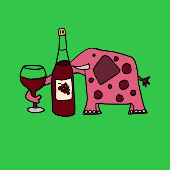 Funny Pink Elephant Drinking Wine Cartoon' Men's T-Shirt | Spreadshirt