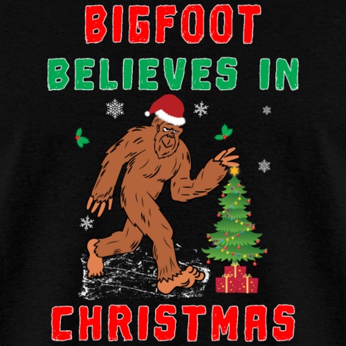 Bigfoot Believes in Christmas funny Squatchy Beast - Men's T-Shirt