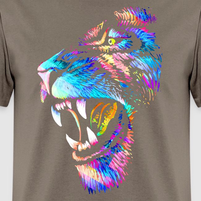Colorful Lion Head Portrait Drawing - Roaring Lion