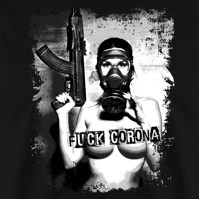 masked girl with AK - FUCK CORONA 4 dark clothes