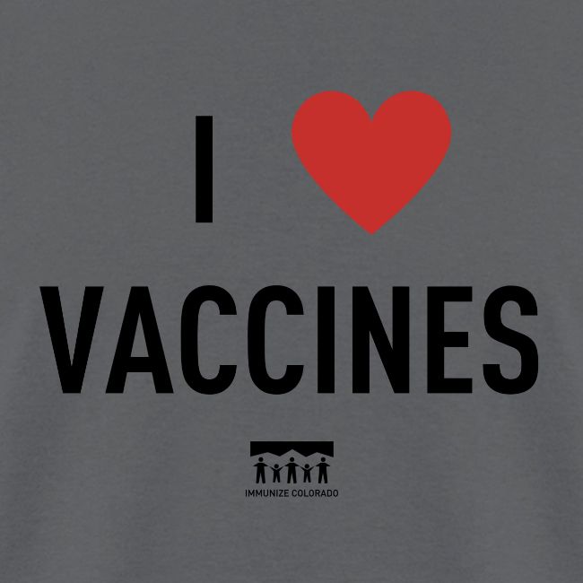 I heart vaccines black Immunize Colorado Logo