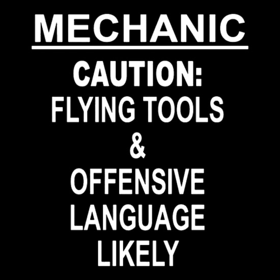 Funny Mechanic Caution Flying Tools Mechanic' Men's T-Shirt | Spreadshirt
