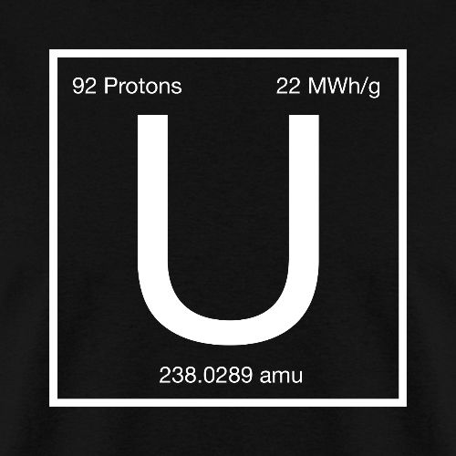 Uranium. Double-sided design. White text. - Men's T-Shirt