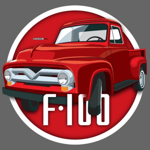 Illustration of a second generation red Ford F-100 - Men's T-Shirt